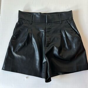 Zara Black faux leather shorts